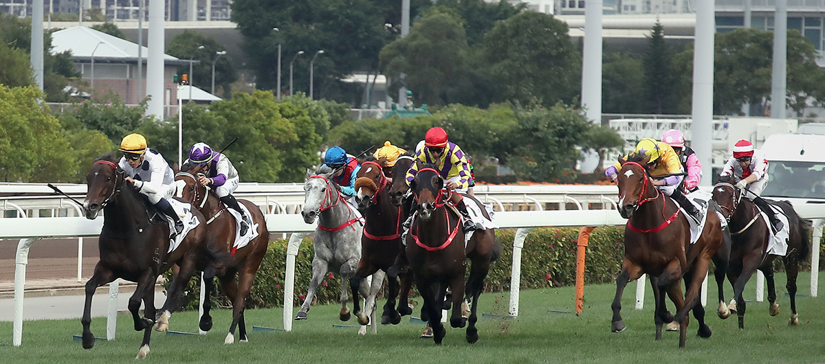由呂健威訓練的「金鎗六十」（1號馬），於何澤堯胯下攻下今日於沙田馬場舉行的香港經典一哩賽。