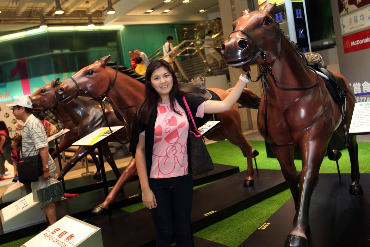 Statues of some of the 2016/17 Champion Awards winning horses and a themed photo kiosk are set up for visitors to take pictures.