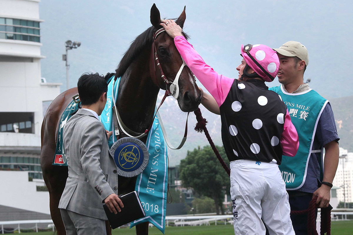 Jubilant connections of Beauty Generation celebrate their victory after the race.