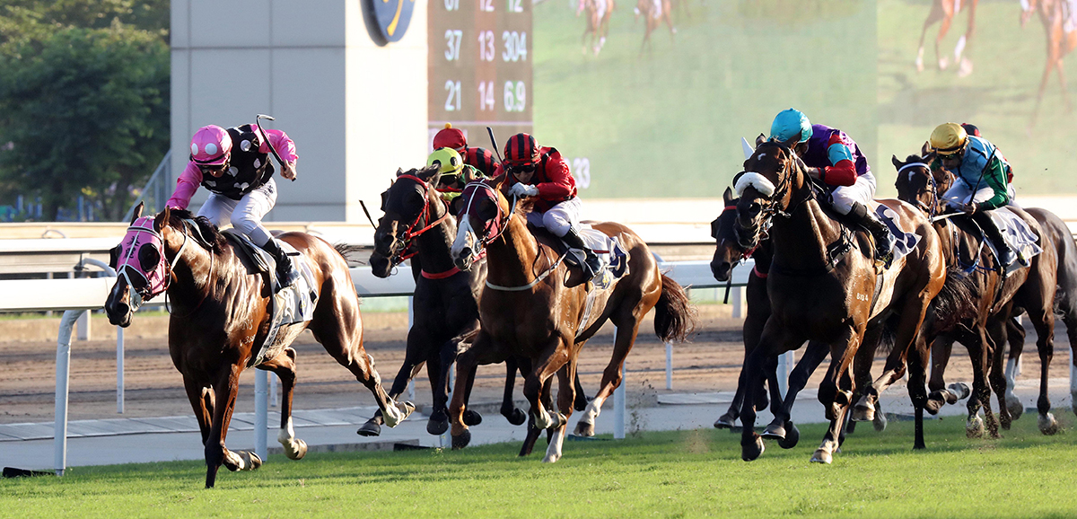 John Moore-trained Beauty Generation (No. 1), ridden by Zac Purton, wins the Oriental Watch Sha Tin Trophy Handicap (Group 2, 1600m) for a second time.