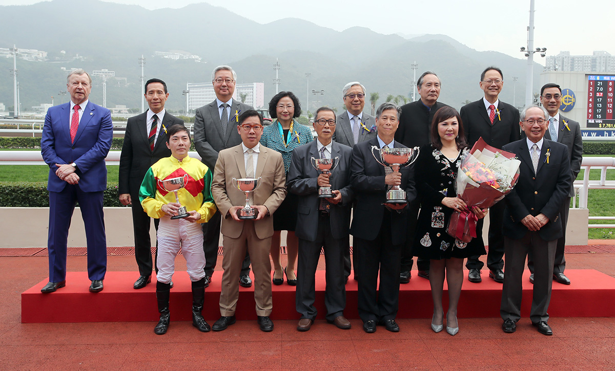 Connections of Hinyuen Swiftness celebrate winning the Po Leung Kuk 140th Anniversary Cup.