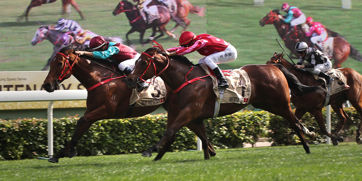 Joao Moreira drives Beat The Clock home in the Centenary Sprint Cup.