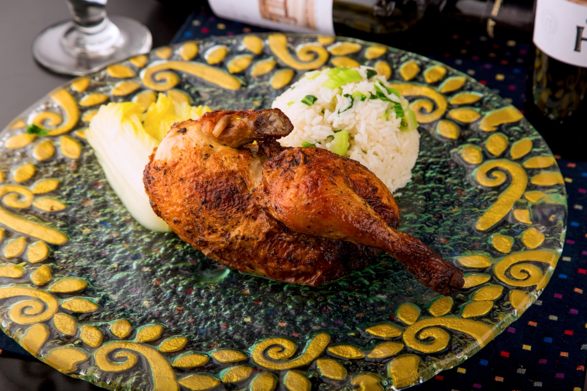Roasted Spring Chicken with Lemongrass, Vegetable Rice