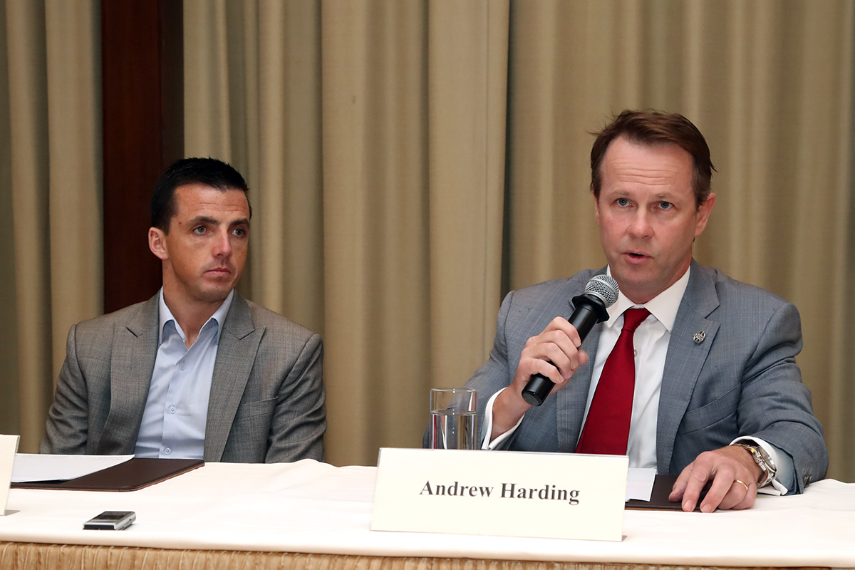 Martin Harley meets the press with Mr. Andrew Harding, Executive Director, Racing.
