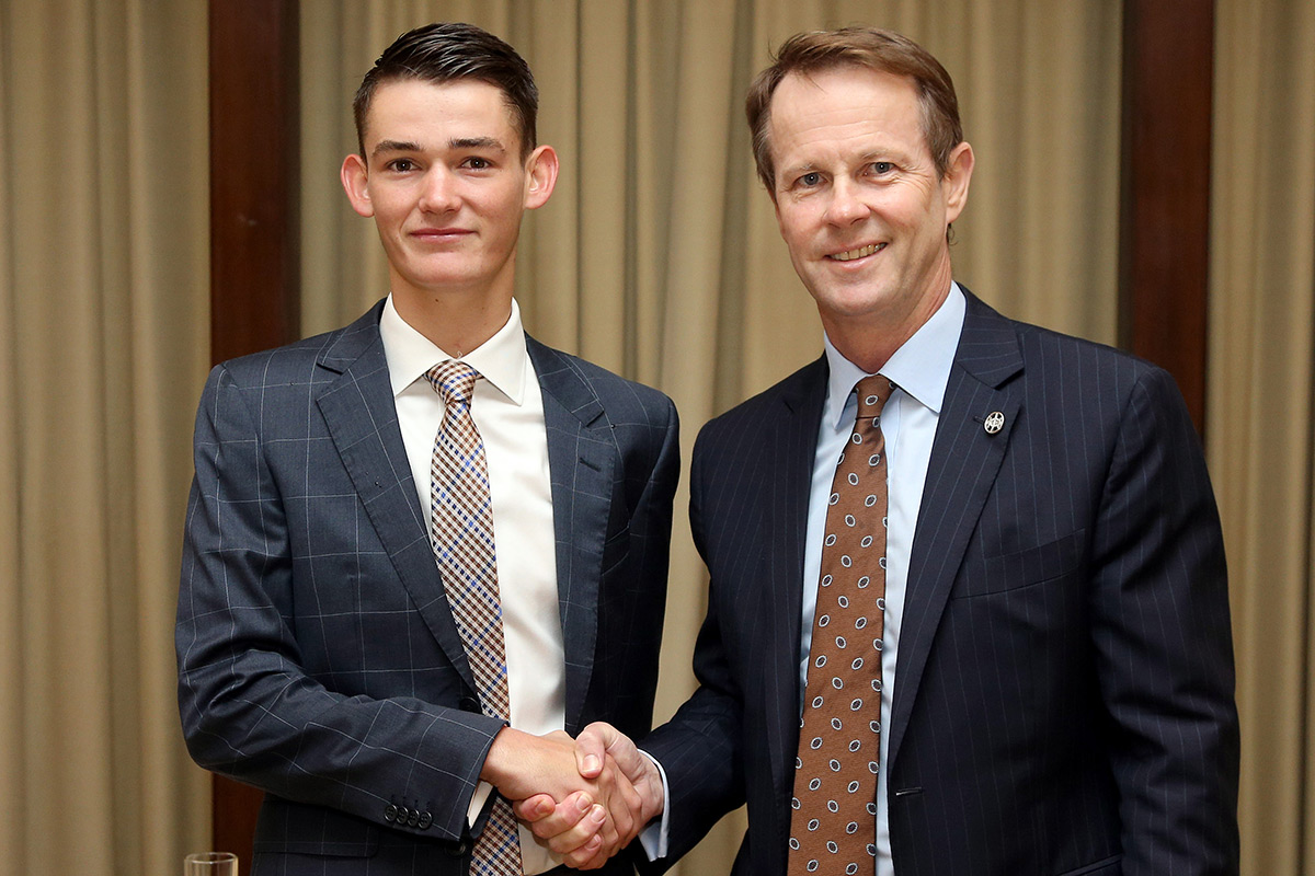 HKJC Executive Director of Racing Mr. Andrew Harding welcomes Regan Bayliss.