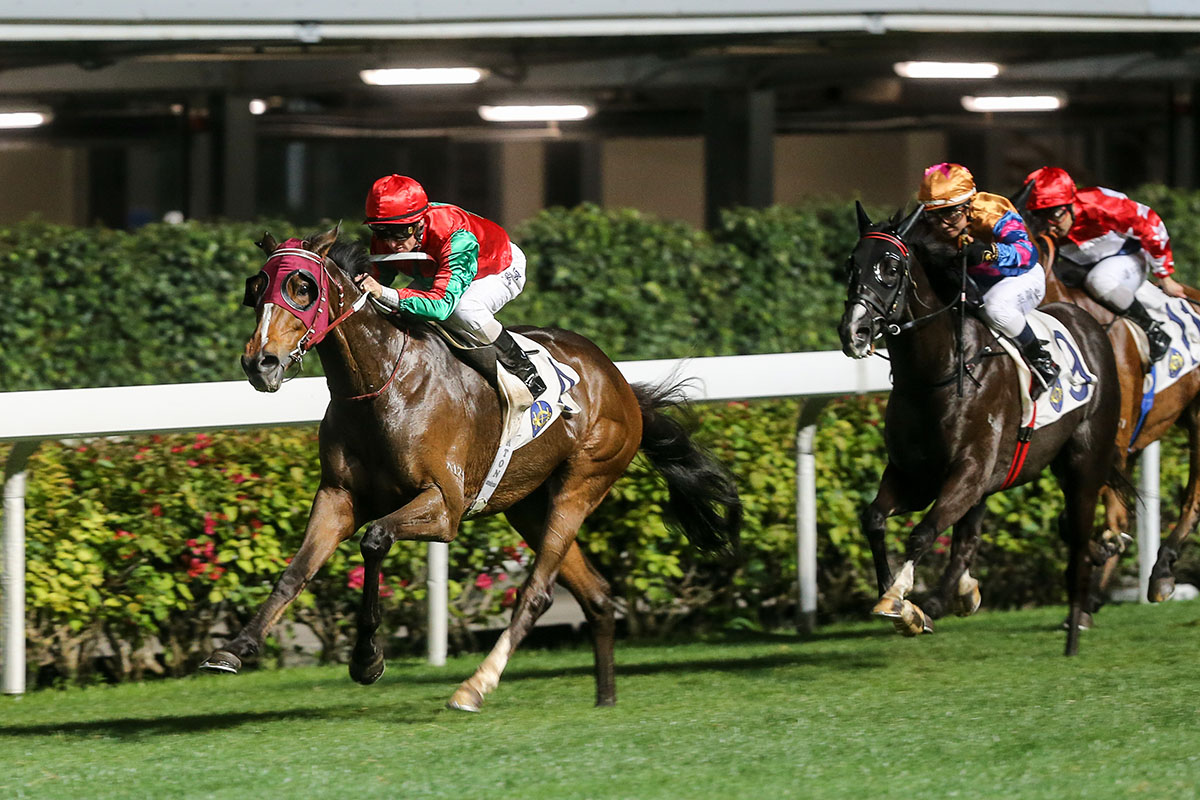 Helene Charisma recorded his first win in Hong Kong under Zac Purton.