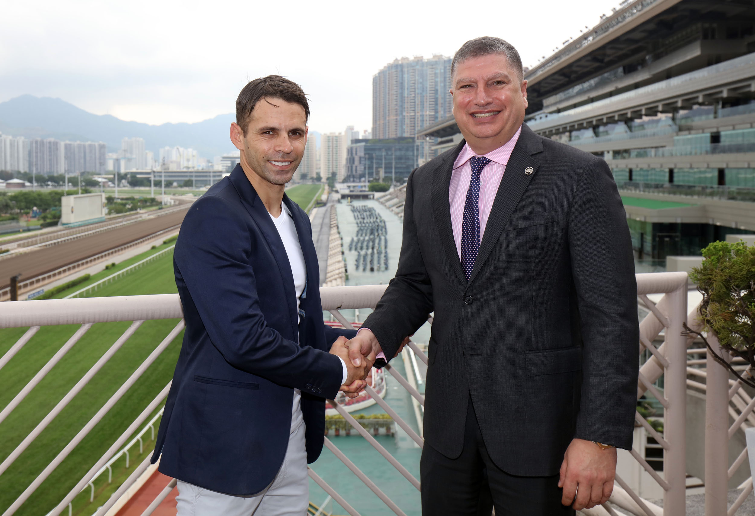HKJC Director of Racing Business and Operations Mr. Bill Nader welcomes Aldo Domeyer.