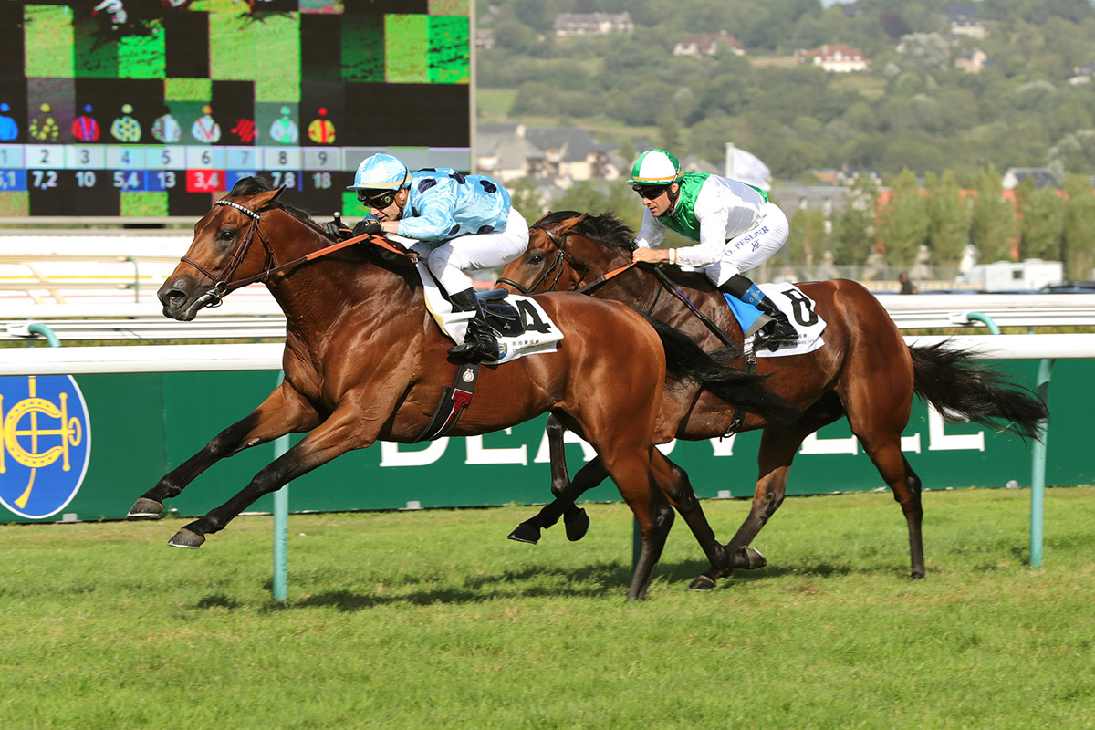 The Jean-Claude Rouget-trained Olmedo, with Cristian Demuro on board, takes the G3 Prix Gontaut-Biron Hong Kong Jockey Club at Deauville Racecourse on Thursday.