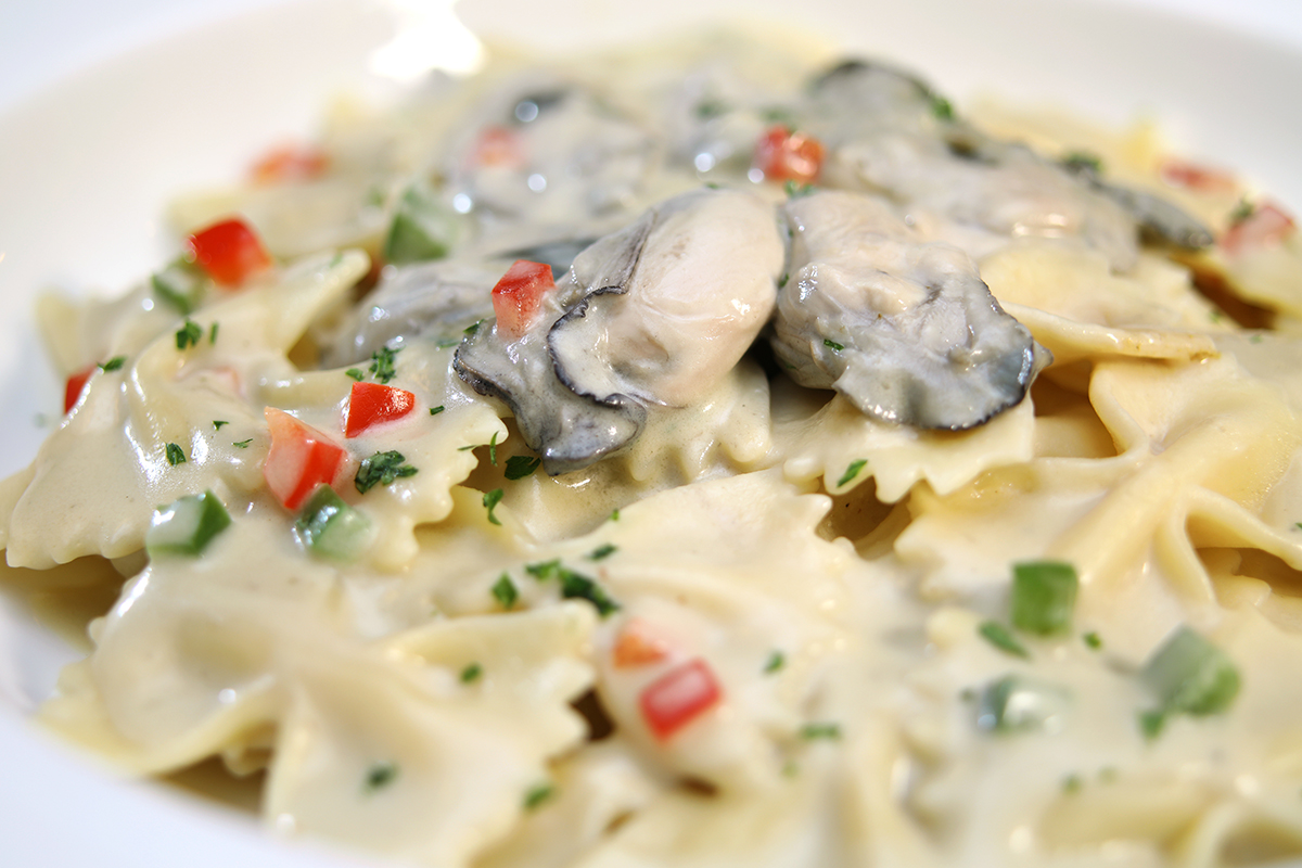 Farfalle with Baby Oysters with Lemongrass Cream Sauce