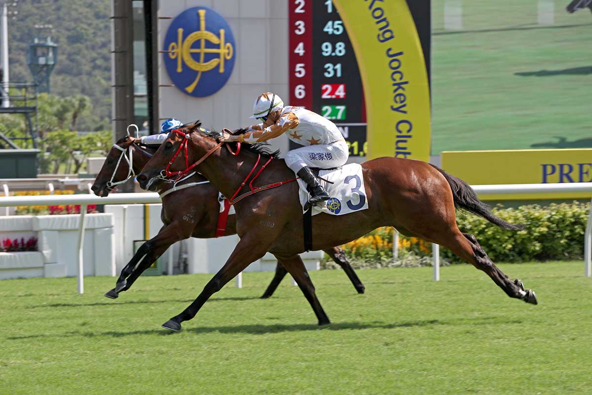 The Dennis Yip -trained Wishful Thinker, ridden by Derek Leung, takes the G2 Premier Bowl Handicap (1200m) at Sha Tin Racecourse today.