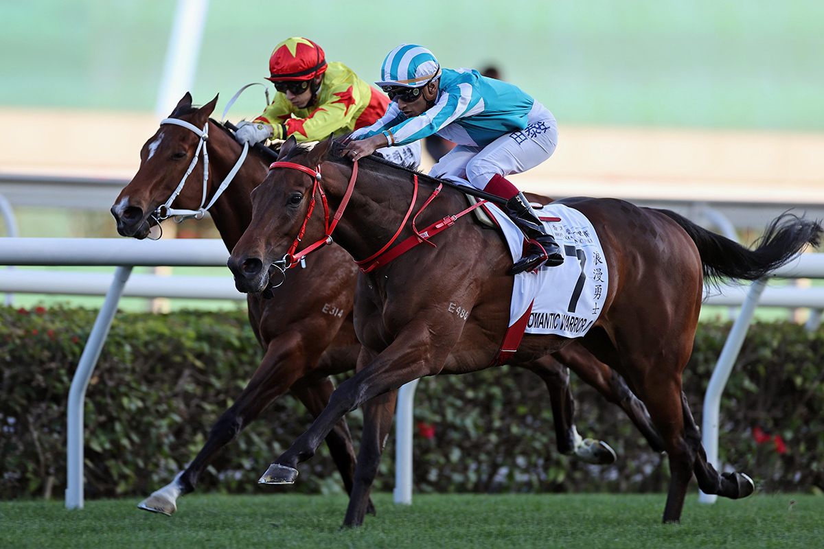 Romantic Warrior wins the Hong Kong Classic Mile, first leg of the Four-Year-Old Classic Series (1600m) for trainer Danny Shum and jockey Karis Teetan at Sha Tin Racecourse today.