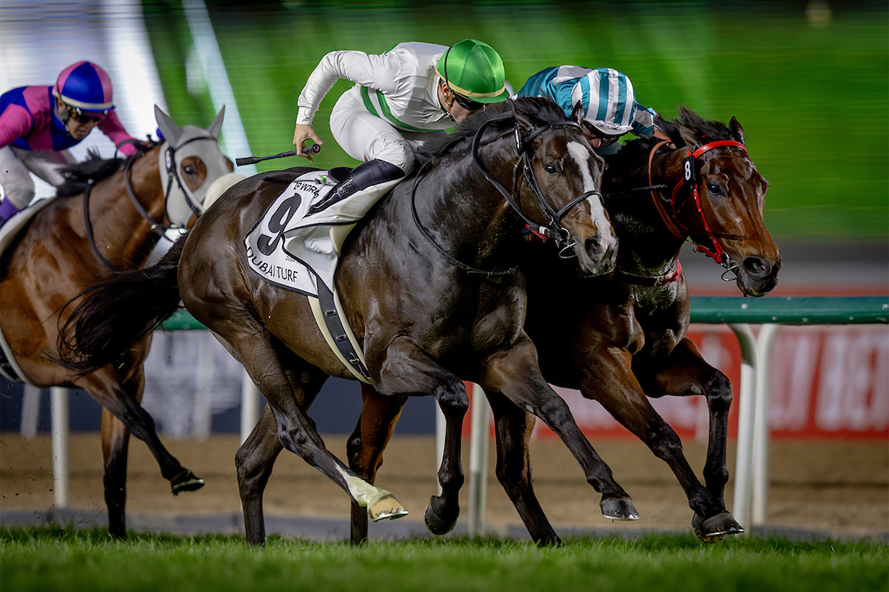 Soul Rush edges Romantic Warrior in the Dubai Turf. Soul Rush edges Romantic Warrior in the Dubai Turf.